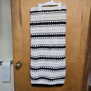 Freshman 1996 Crochet Knit Black And White Maxi Skirt